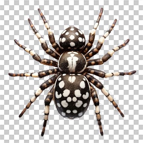 Black and white spotted spider isolated on transparent background