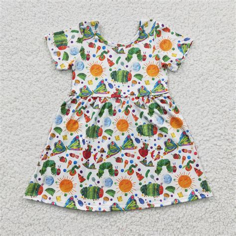 (Promotion)I'm Hungry Caterpillar Girls Summer Knee Length Dress GSD02
