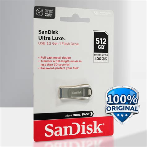 SanDisk Ultra Luxe Flashdisk USB 3 2 Gen 1 512GB SDCZ74 Silver