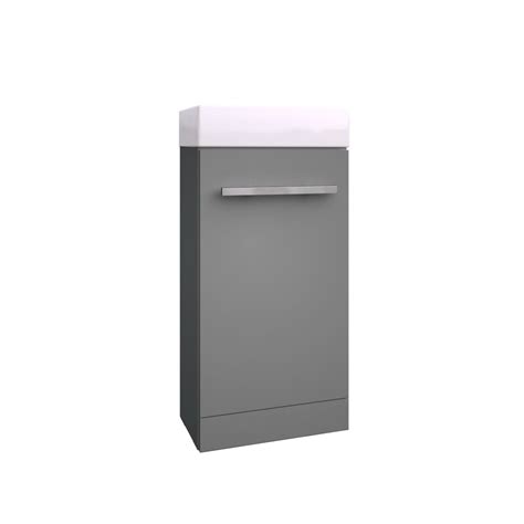 K VIT Purity 410mm Cloakroom Unit Basin Grey Gloss Build Plumb