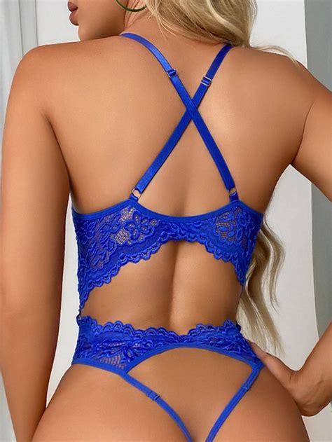 Body De Lingerie En Dentelle Festonn Sans Entrejambe Mode En Ligne