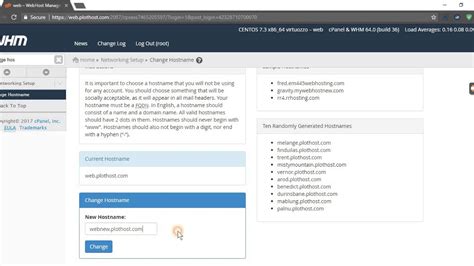 How To Change The Hostname On A Cpanel Web Server Youtube