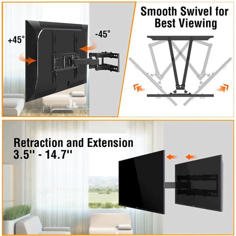 Elived Full Motion Tv Mount Tv Wall Mount Swivel And Tilt For Most