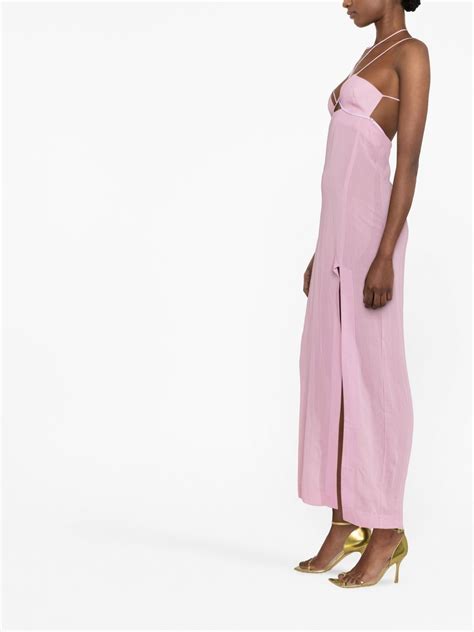 Nensi Dojaka Cut Out Semi Sheer Maxi Dress Pink Farfetch Uk