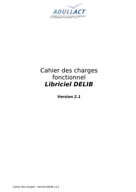 PDF Cahier Des Charges Fonctionnel Libriciel DELIB PDF FileCahier