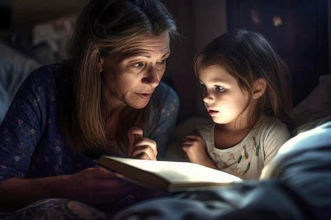 Premium Photo Mother And Daughter Enjoying Bedtime Story Together