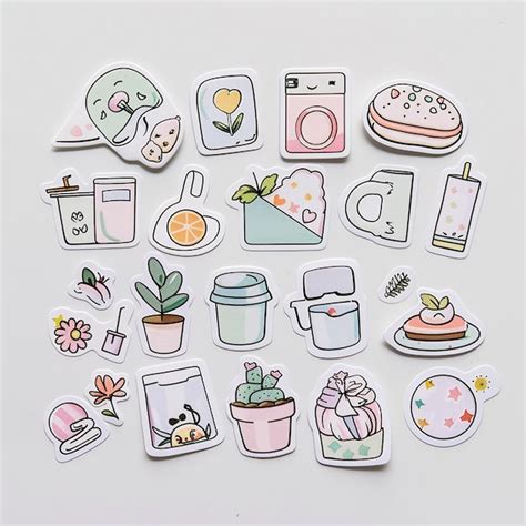 Cute Laptop Planner Sticker Set Premium Ai Generated Image