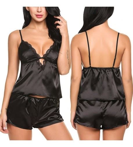 Women Sexy Satin Lingerie Set Cami Shorts Sleepwear Pajama Black Co C Ihuw
