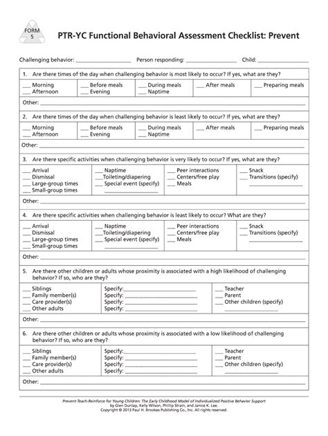 Printable Functional Behavior Assessment Form Printable Forms Free Online