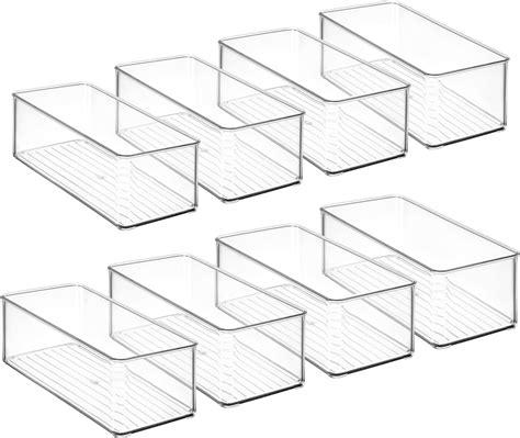 Hudgan Set Of 8 Clear Plastic Drawer Organizer Tray Stackable Kitchen Cutlery