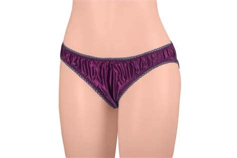 Buy Merise Womens Sexy Silk Satin Bikini Panties Dark Grey Lace Wine Large Online At Best