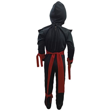 Fantasia Infantil Ninja Dark Preto E Vermelho Capuz Apollo Festas