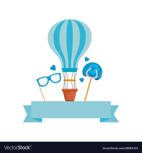 Baby Shower Card With Balloon Air Hot Royalty Free Vector