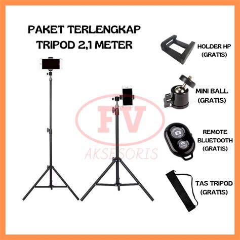 Jual FV Tripod Handphone 2 Meter Besi Plus Mini Ball Head Free Holder