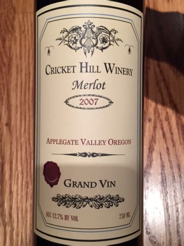 Cricket Hill Applegate Valley Merlot Vivino Canada