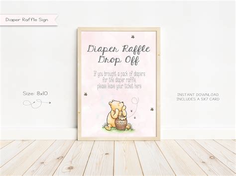 Winnie The Pooh Baby Shower Diaper Raffle Sign Diaper Raffle Etsy