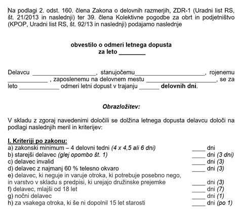 Obvestilo Delavcu O Za Asni Nezmo Nosti Zagotavljanja Dela Iz Posl