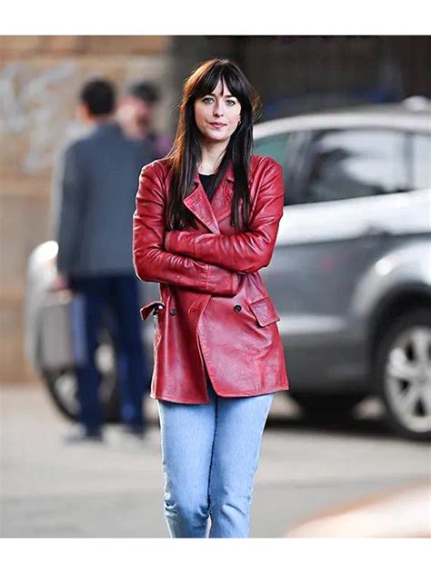 Dakota Johnson Madame Web Leather Coat | Red Jacket