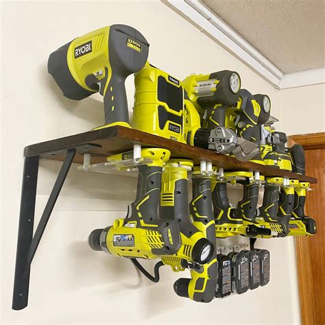 Ryobi Power Tool Storage Bracket. in Plexi Glass Acrylic for 2 Tools to Mount Under Own Shelf or ...