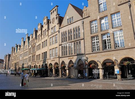 Gabled Town Houses On Prinzipalmarkt Square Muenster Muensterland