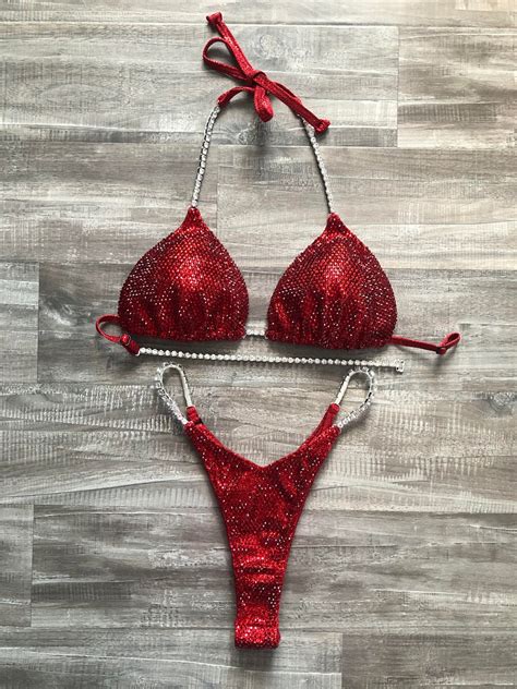 Competition Bikini Bright Red NPC IFBB OCB Competition Bikinis Etsy