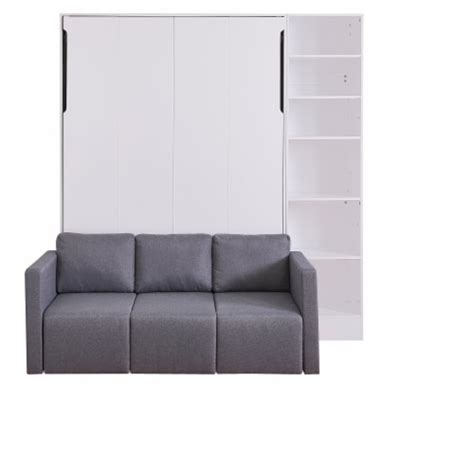 Simplie Fun Full Size Murphy Bed Wall Bed With Sofa With Shelves