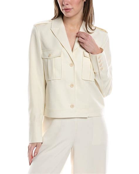 Theory Boxy Military Wool Blend Jacket In White Lyst