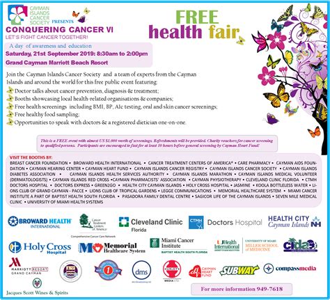 Conquering Cancer VI FREE Health Fair Cayman Islands Cancer Society