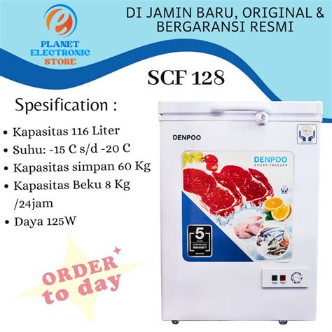 Jual DENPOO Chest Freezer SCF 128 CG 116 Liter Shopee Indonesia