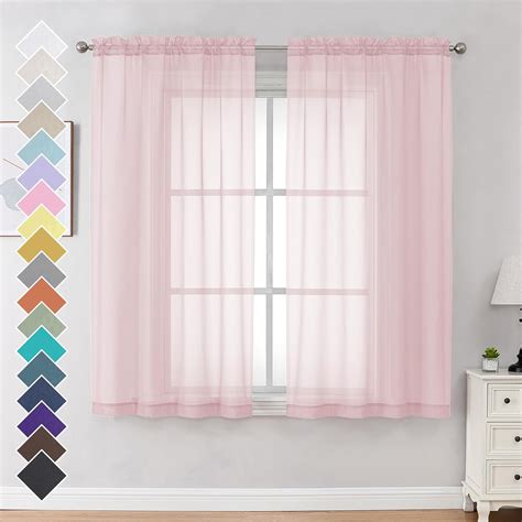 Amazon Ovzme Blush Pink Sheer Curtains Inches Long Panels