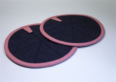 Hot Pot Holders Reused Fabrics Kitchen Accessories Set Of Round Quilted Table Pads With