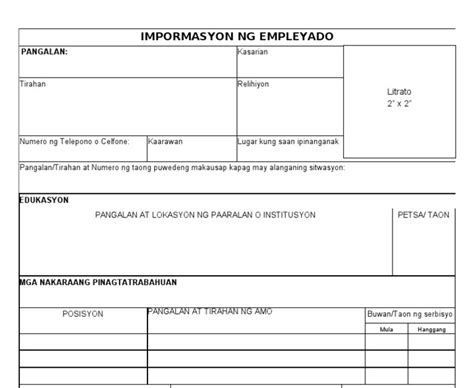 Sample Resume Tagalog Biodata Form Example Of Biodata Page Images