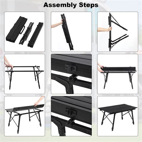 Portable Folding Camping Table | Height Adjustable, Ultralight, Foldable - KASSICO