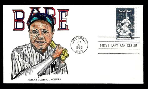 2046 20c Stamp 1983 THE IMMORTAL BABE RUTH FDC Hand Painted By Team