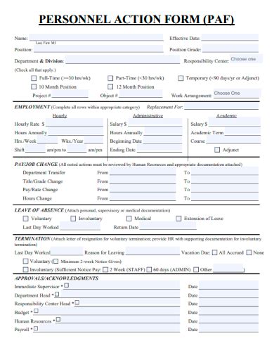 FREE 33 Personnel Action Form Samples In PDF