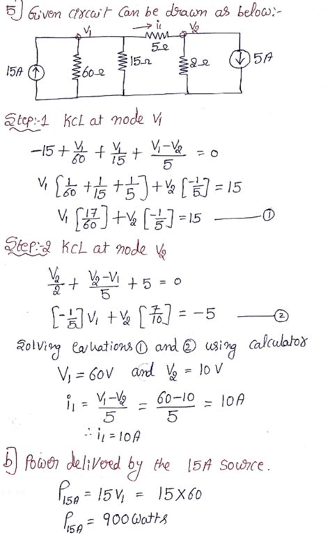 Solved A For The Circuit Shown Use The Node Voltage Method To Find