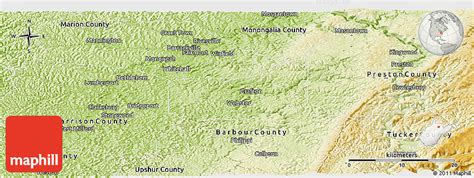 Physical Panoramic Map Of Taylor County