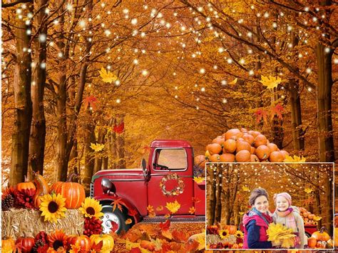 Amazon Dudaacvt 7x5ft Fall Thanksgiving Backdrop Red Truck