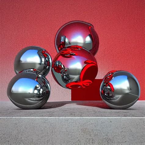 Chrome Spheres On A Red Cube By John Jude Palencar Stable Diffusion