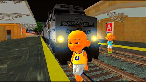 Upin Dan Ipin Keliling Kota Dengan Kereta Api Jalan Mundur Youtube