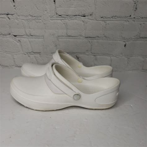 Crocs Comfort Slip-On White Walking Work Clog Mules W… - Gem