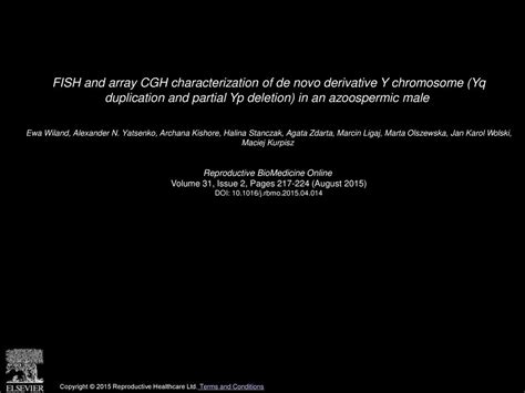 Fish And Array Cgh Characterization Of De Novo Derivative Y Chromosome