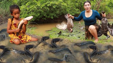 Top Survival Skill Catch Duck Many Fish In Forest Cooking Duck Soup