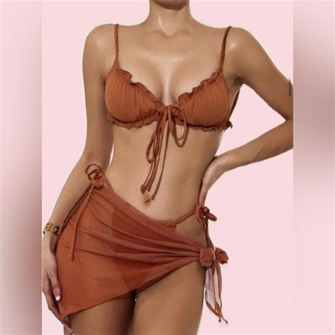 Swim Brown Piece Bikini Set Poshmark