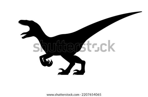 Growling Dinosaur Velociraptor Silhouette Vector Illustration Stock