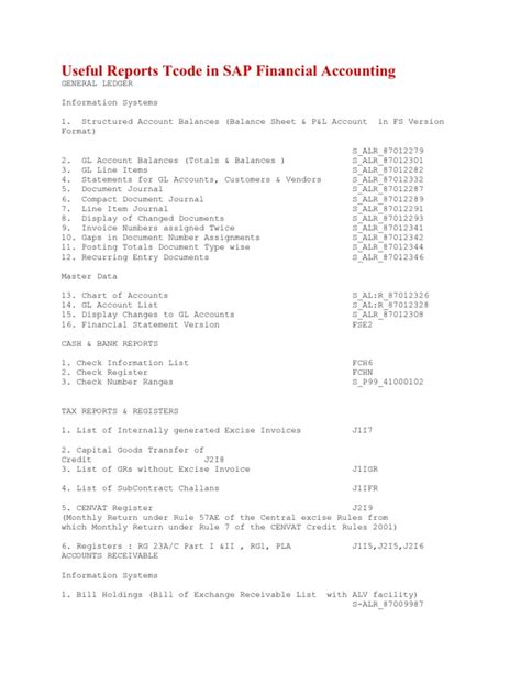 PDF Useful Reports Tcode In SAP Financial Accounting DOKUMEN TIPS