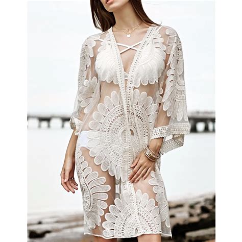 Pareo Beach Cover Up Bordado Floral Bikini Cover Up Traje De Ba O Mujer Traje De Plage