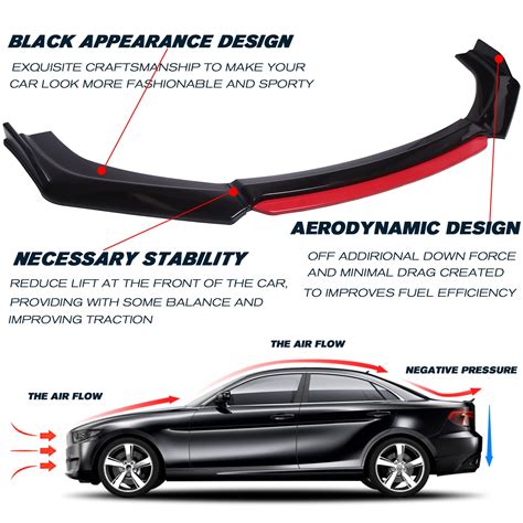 JMTBNO Universal Front Bumper Lip Auto Chin Spoiler ABS Compatible With