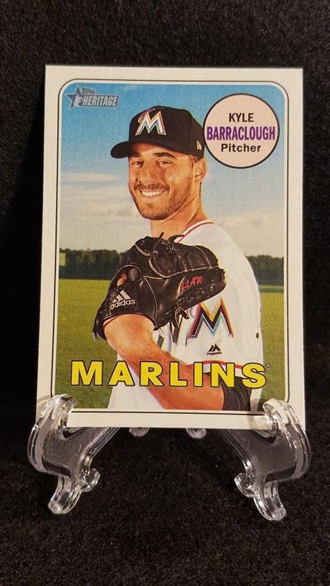 2018 Kyle Barraclough Miami Marlins Topps Heritage Baseball Card 261