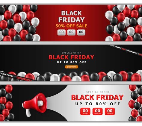 Premium Vector Collection Of Black Friday Advertisement Headers With